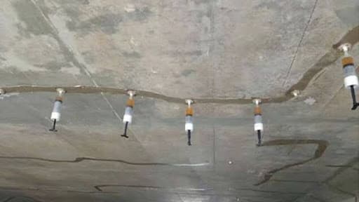 PU injection grouting being applied to stop a slab leak